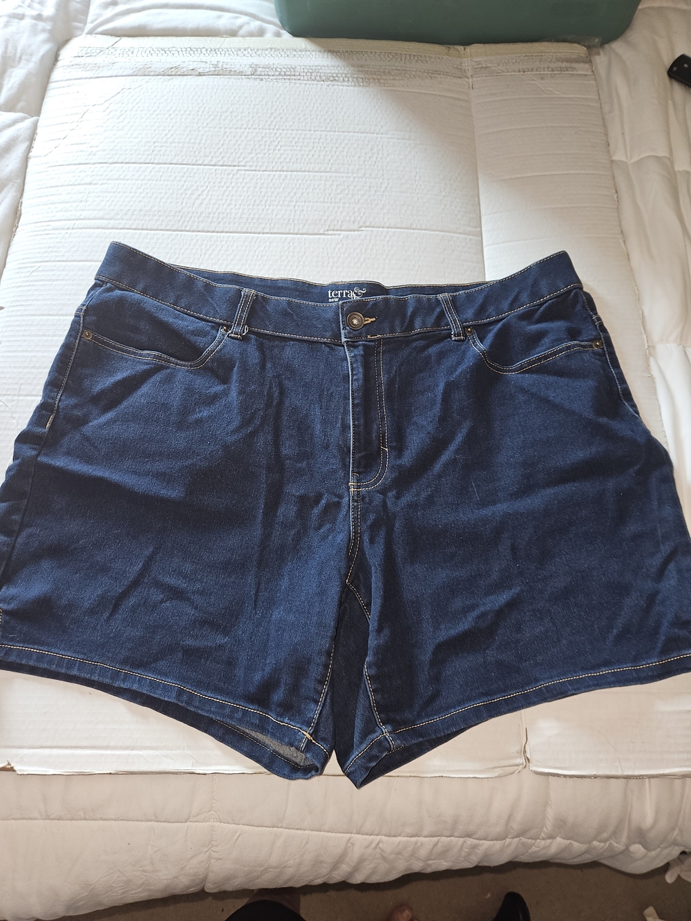 Terra & Sky Dark Blue Denim Shortall Cutoff Shorts